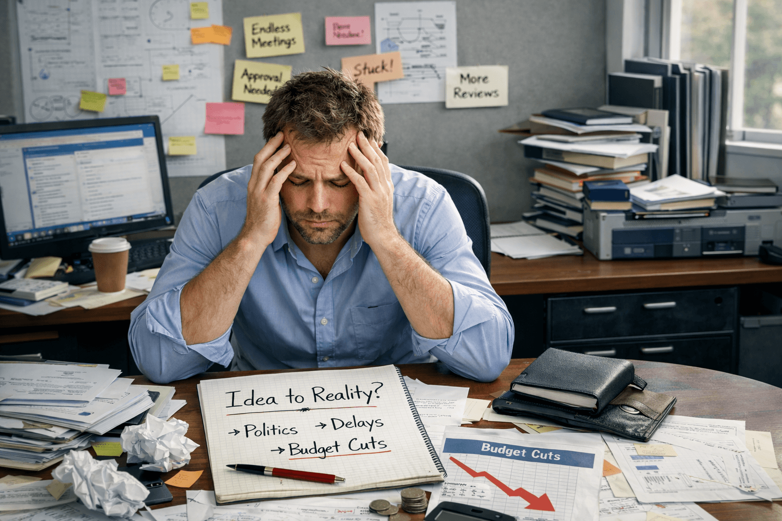 Business professionals stressed by complex processes