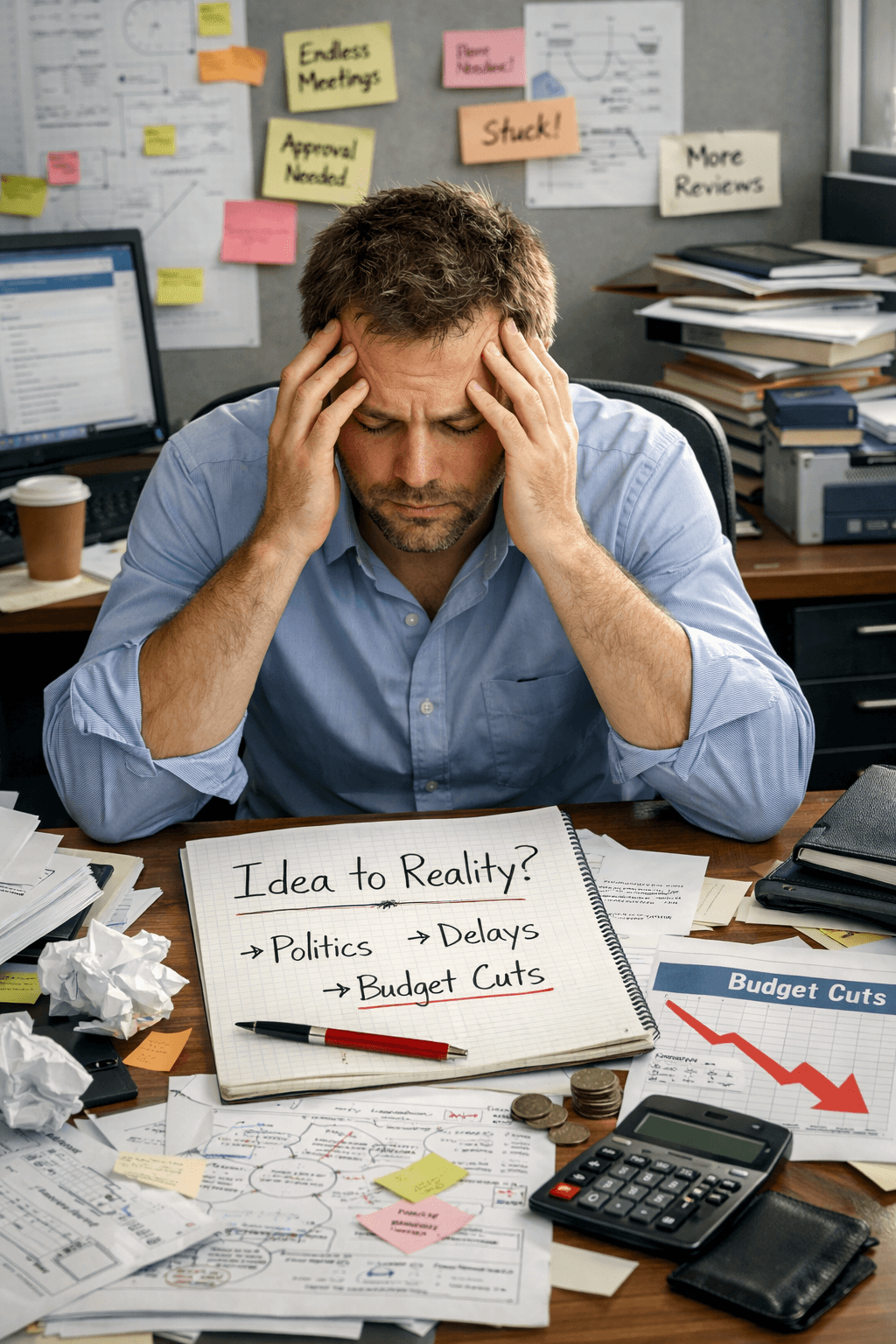 Business professionals stressed by complex processes